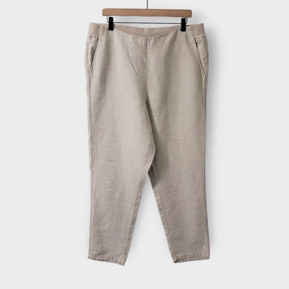 J. Jill Love Linen Stretch Elastic Band Pull On Pants Beige Large Neutral Casual - Picture 1 of 12